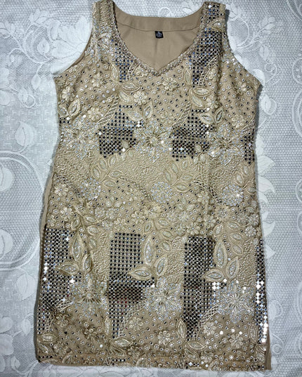 He and She Women’s fawn Embroidered Palazzo Set with Dupatta | Festive & Wedding Wear Kurta Set